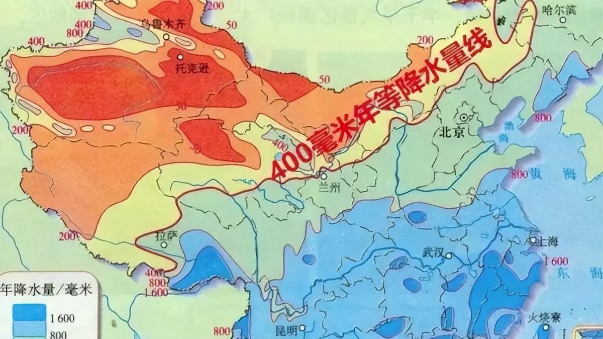 中国降雨带发生北移——400毫米和800毫米等降水量线的历史变化趋势